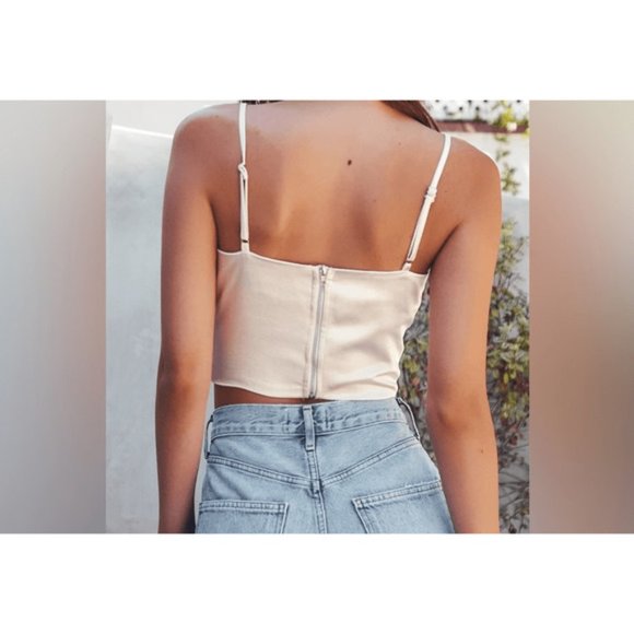 Satin crop top by Lulus Champagne color, Luxe'd Out Model Size Medium - Picture 2 of 8